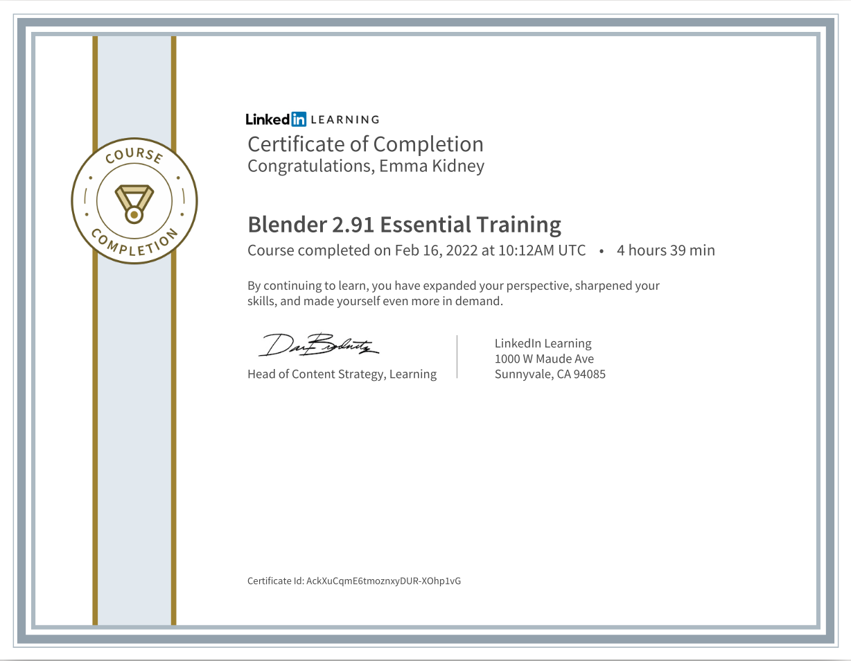 Certificate of Completion from Linkedin Learning